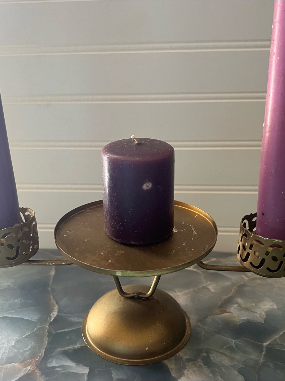 Vintage-Style Triple Candelabra Candle Holder  Gold Tone